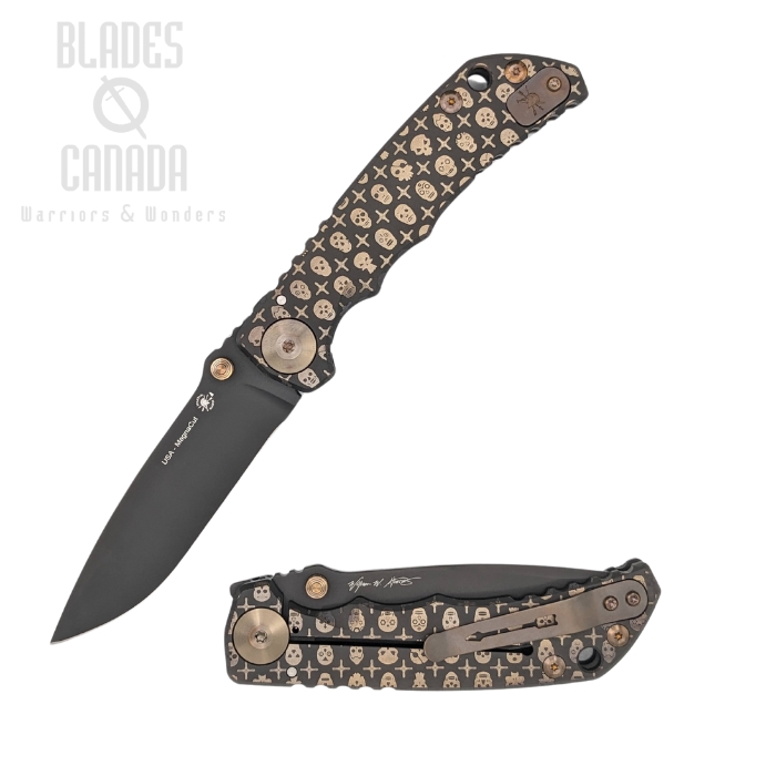 Spartan Blades Harsey Special Edition Folding Knife, Magnacut, Black Gilded Skulls